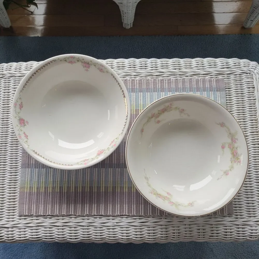 Vintage Crooksville China Co. Vegetable Serving Bowls CRO386 CRO266 Rose Swags